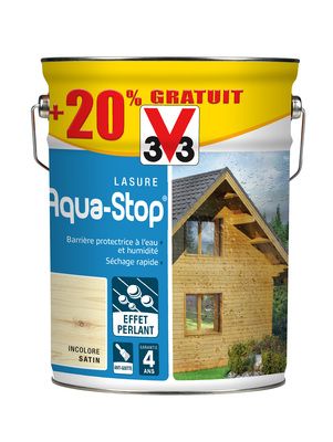 Lasure bois Aqua-Stop® protection intérieure et extérieure incolore 5 l + 20 % V33