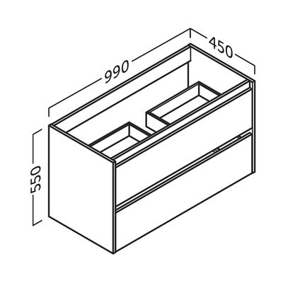 Caisson 100 cm 2 tiroirs Thana blanc