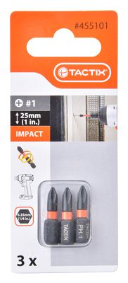 Embouts de vissage Impact Philips diamètre 1 x L25 mm Chantier par 3 TACTIX