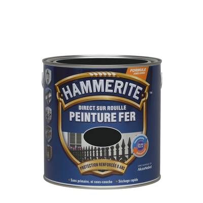 Peinture fer extérieure lisse noir Ferronnerie 250 ml - HAMMERITE