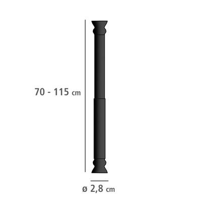 Tringle de douche télescopique 70 à 115 cm noire, diamètre 20 mm