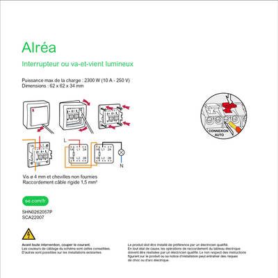 Interrupteur va-et-vient avec témoin lumineux blanc - Alréa SCHNEIDER ELECTRIC