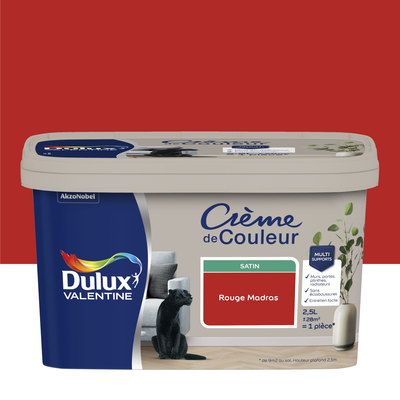 Peinture Crème de Couleur Rouge Madras satin 2,5 l - DULUX VALENTINE