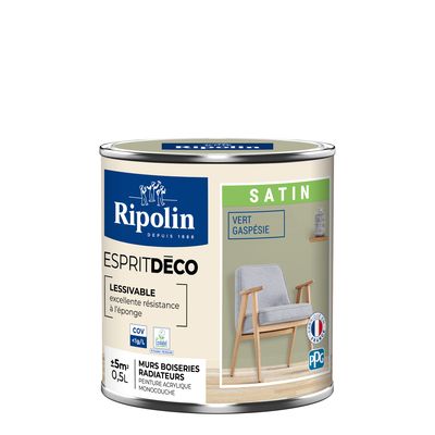Peinture Intérieure Couleur - Satin - 0,5L - Vert Gaspésie - RIPOLIN
