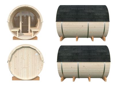 Sauna rond vitré Anita 1,6m2 + 0,7m2 épaisseur 42 mm Livraison incluse domicile  PALMAKO