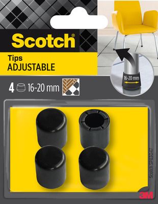 Embouts ajustables 16 à 20 mm noirs par 4 SCOTCH