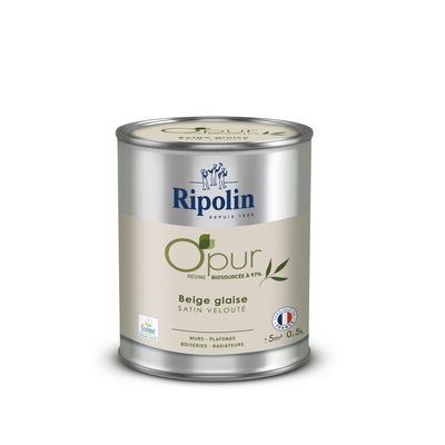 Peinture O'PUR mur & boiserie Beige Glaise satin 500 ml - RIPOLIN