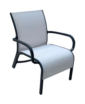 Fauteuil de jardin Linéa III aluminium graphite  et toile blanche ALIZE