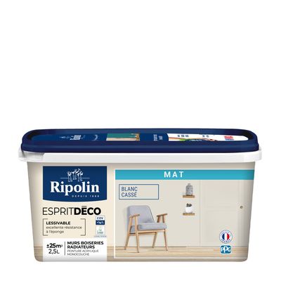 Peinture Intérieure Couleur - Mat - 2,5L - Blanc Cassé - RIPOLIN