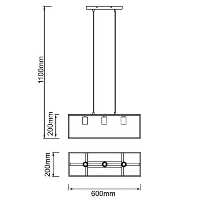 Suspension bois noir E27 3X60W ARICA - BRILLIANT