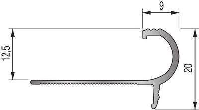 Nez de marche Florentin 12,5 mm aluminium anodisé naturel 2,50 m DINAC