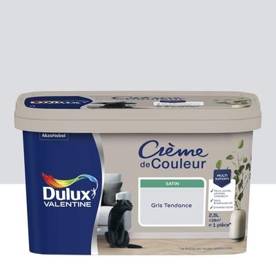 Peinture crème de couleur Dulux Valentine satin  Gris Tendance 2,5L