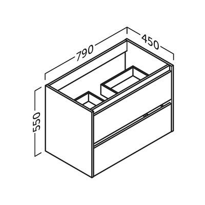 Caisson 80 cm 2 tiroirs Thana vieux chêne