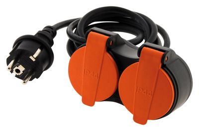 Rallonge électrique extérieur IP44 5m 2 prises noir/ orange ZENITECH