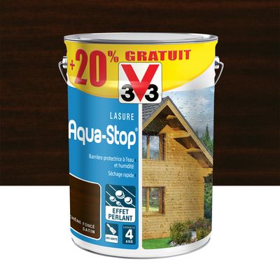 Lasure bois Aqua-Stop® protection intérieure et extérieure chêne foncé 5 l + 20 % V33