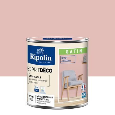 Peinture Intérieure Couleur - Satin - 0,5L - Rose Jabadao - RIPOLIN