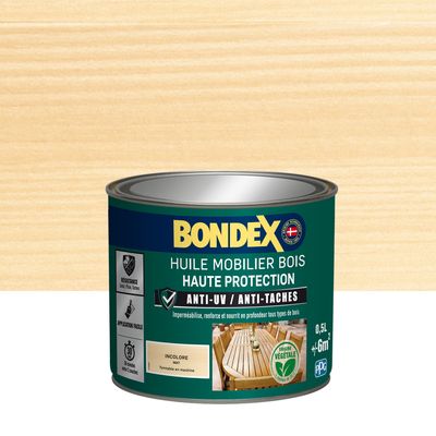 Bondex - Huile Mobilier Bois - Mat - 0,5L - Incolore