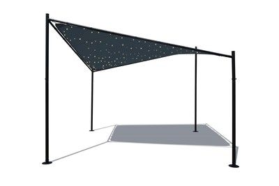 Tonnelle Belle de nuit avec voile LED gris anthracite 3,5 m x 3,5 m JARDILINE