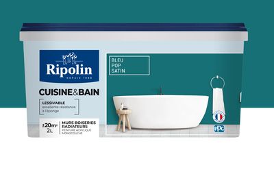 Peinture Cuisine et Salle de Bain-Satin-2L-Bleu Pop - RIPOLIN