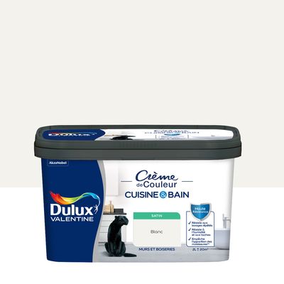 Peinture Crème de Couleur Cuisine et Bain Satin Blanc 2 L