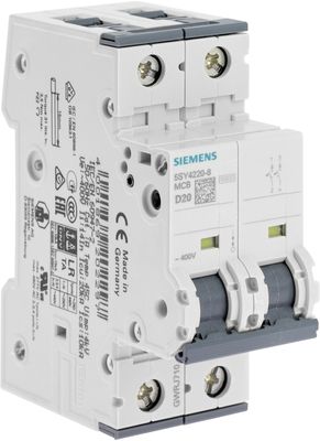 Disjoncteur bipolaire 20A courbe D SIEMENS