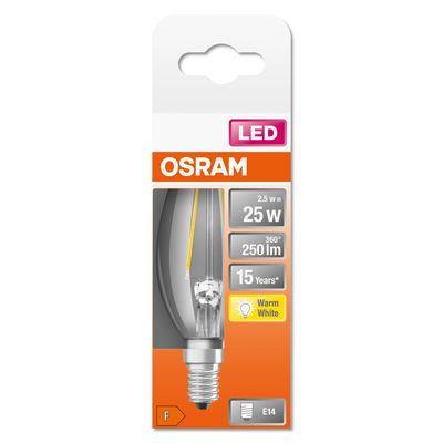 Ampoule LED E14 flamme à filament 2.5 W = 250 lumens blanc chaud OSRAM