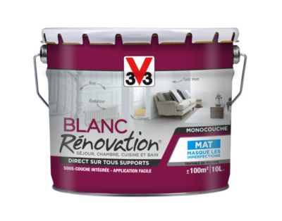 Peinture de rénovation multi-supports 2 en 1 blanc mat 10 l - V33