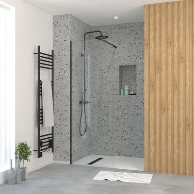 Paroi de douche Essentiel avec profilé noir 70 x 195 cm AURLANE