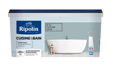Ripolin-Peinture Cuisine et Salle de Bain-Satin-2L-Bleu Cupcake