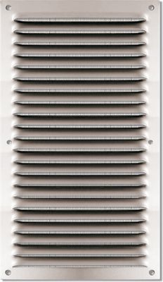 Grille d'aération rectangulaire aluminium anodisé à persienne 140x250 mm avec moustiquaire AUTOGYRE