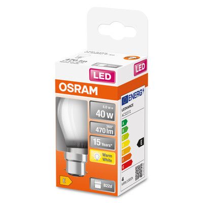 Ampoule LED B22 standard dépolie 4 W = 470 lumens blanc chaud - OSRAM