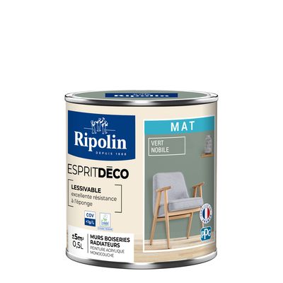 Peinture Intérieure Couleur - Mat - 0,5L - Vert Nobile - RIPOLIN