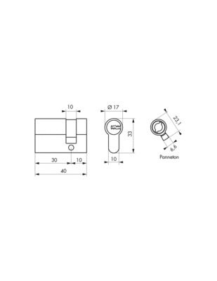 Demi-cylindre de serrure haute sûreté 30 x 10 mm Transit 1 THIRARD