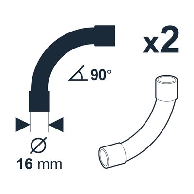 Coudes grand rayon IRL diamètre 16 mm par 2 DEBFLEX