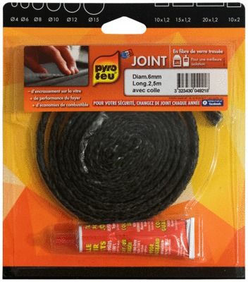 Joint fibre verre diamètre 6 mm L 2,5 m PYROFEU