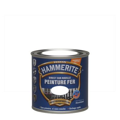 Peinture fer extérieure lisse brillant blanc 250 ml - HAMMERITE