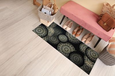 Tapis BOSTON "MANDALA NOIR" - 50x120cm - Ep.5mm ID MAT