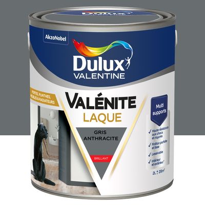 Peinture Boiseries Laque Acrylique ValéniteGris Anthracite Brill 2 L - DULUX VALENTINE