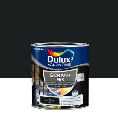 Peinture Ecran+ Fer  Mat Noir Mat 0,5 L - DULUX VALENTINE