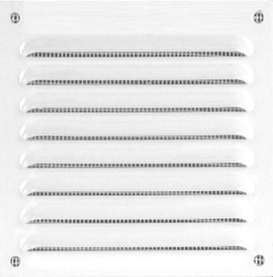 Grille à persiennes aluminium blanc avec moustiquaire 100 x 100 mm