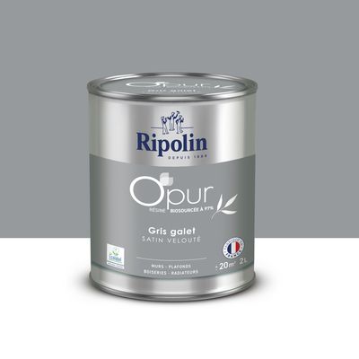 Peinture O'PUR Satin GRIS GALET 2L - RIPOLIN