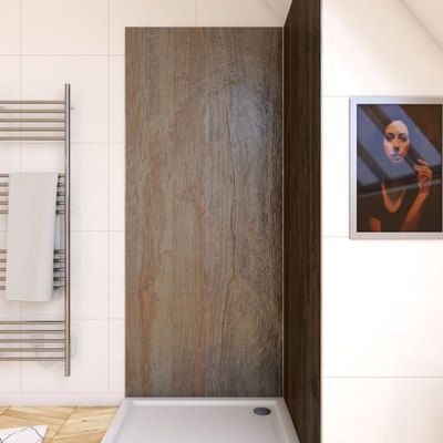 Panneau mural de douche pierre de mica Wood Stone finition pierre 90 x 210 cm AURLANE