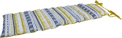 Coussin imperméabilisé imprimé motif ETHNIC coloris moutarde pour bain de soleil SADY'S TRADING