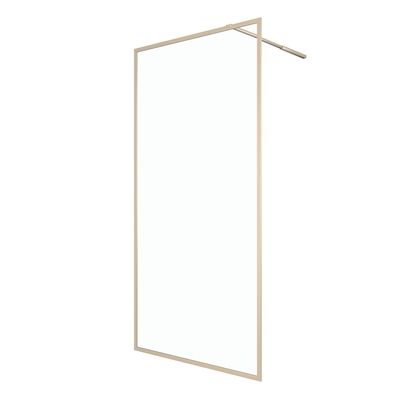 Paroi fixe douche à l'italienne Golden Edge or brossé transparent 100 x 200 cm AURLANE