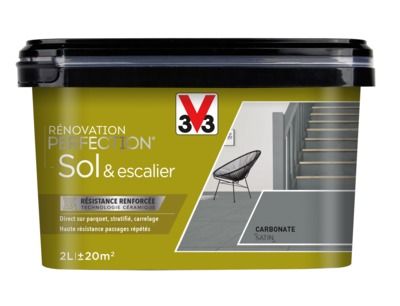 Peinture de rénovation sol et escalier finition satinée carbonate 2L V33