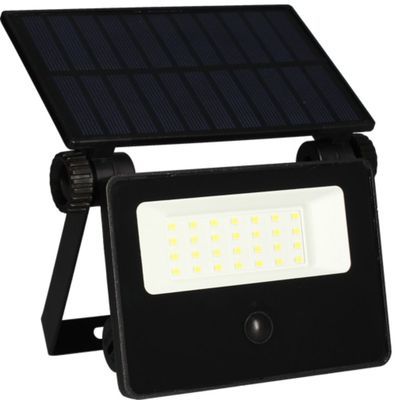 Projecteur LED solaire détecteur de mouvements 15W blanc neutre IP44 1500 lumens noir - Circus ARLUX