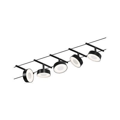 Spots sur câbles LED kit 5x5W 3000K 12V noir dépoli WIRE CIRCLE CORDUO PAULMANN