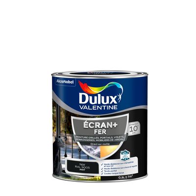 Peinture Ecran+ Fer  Mat Noir Mat 0,5 L - DULUX VALENTINE