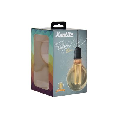 Ampoule LED G95 Hologramme globe verre ambré 4 W = 200 Lumens XANLITE