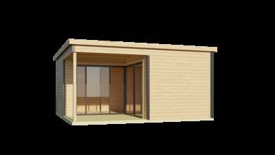 Abri de jardin bois Domeo 6+ 44 mm - 18,00 m² + terrasse 6,00 m²